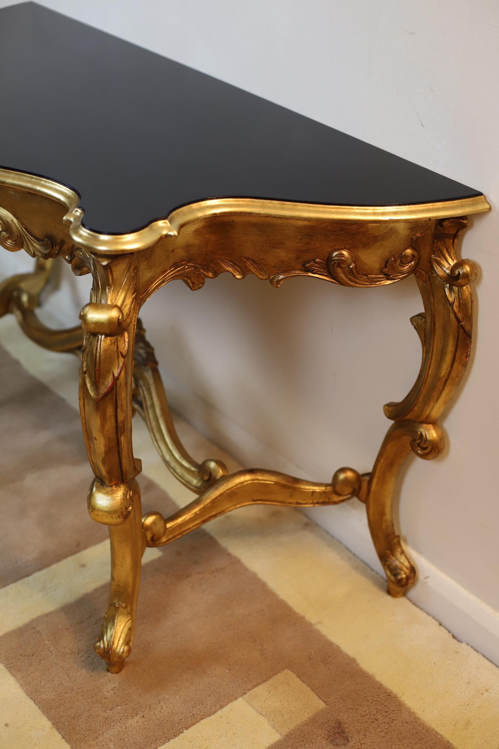 French Gilt Console Table - Louis XVI Carved Furniture For Sale 10