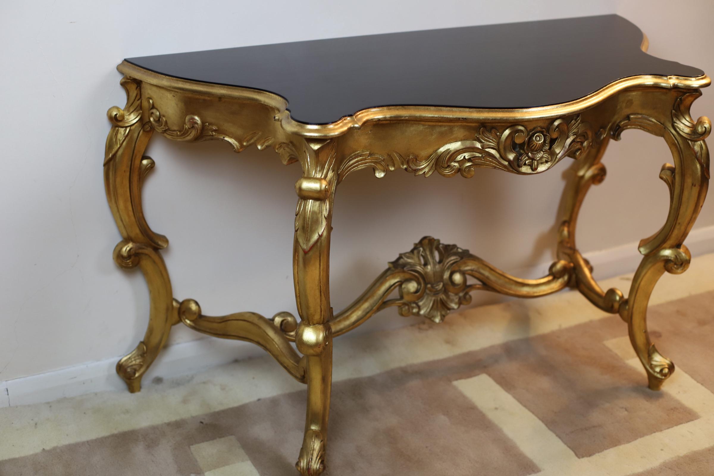 British French Gilt Console Table - Louis XVI Carved Furniture For Sale