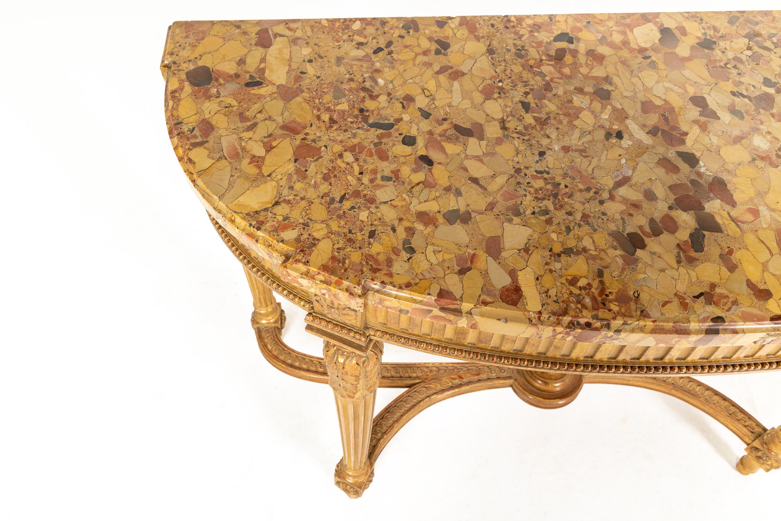 French Gilt Console Table with Marble Top 'by Charles Bernel - Paris' For Sale 6