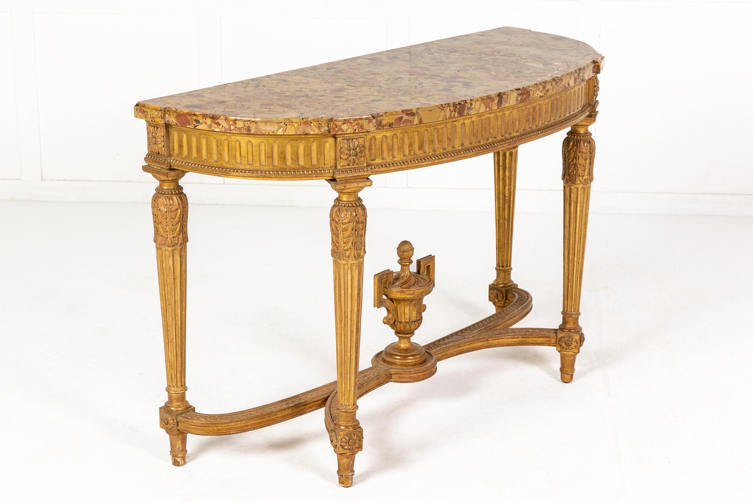 French Gilt Console Table with Marble Top 'by Charles Bernel - Paris' For Sale 8