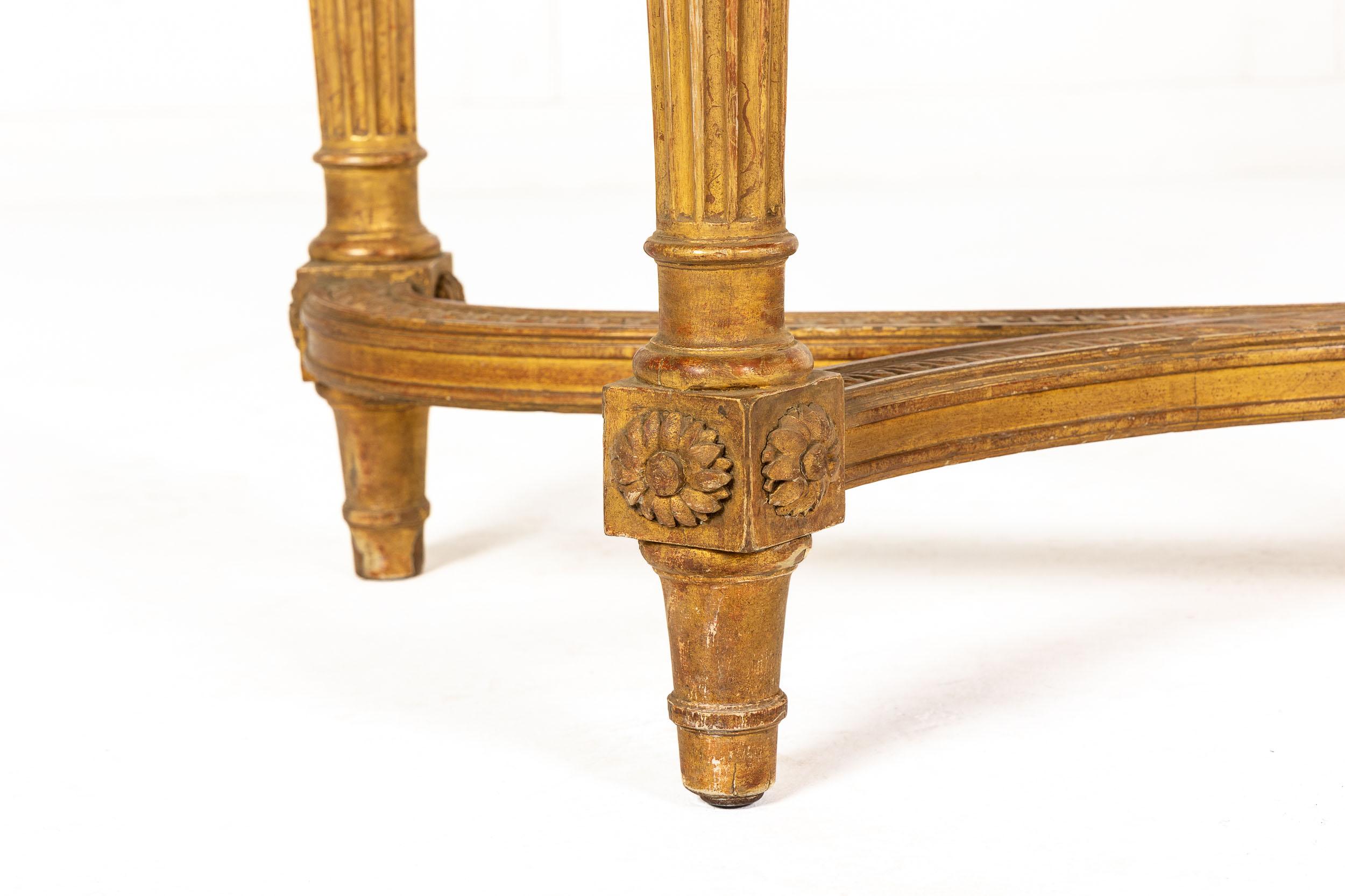 French Gilt Console Table with Marble Top 'by Charles Bernel - Paris' For Sale 1