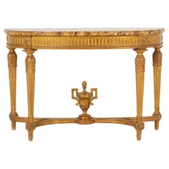 French Gilt Console Table with Marble Top 'by Charles Bernel - Paris'