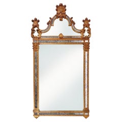 French gilt crested Baroque or Rococo style Mirror decorated with smoked mirror