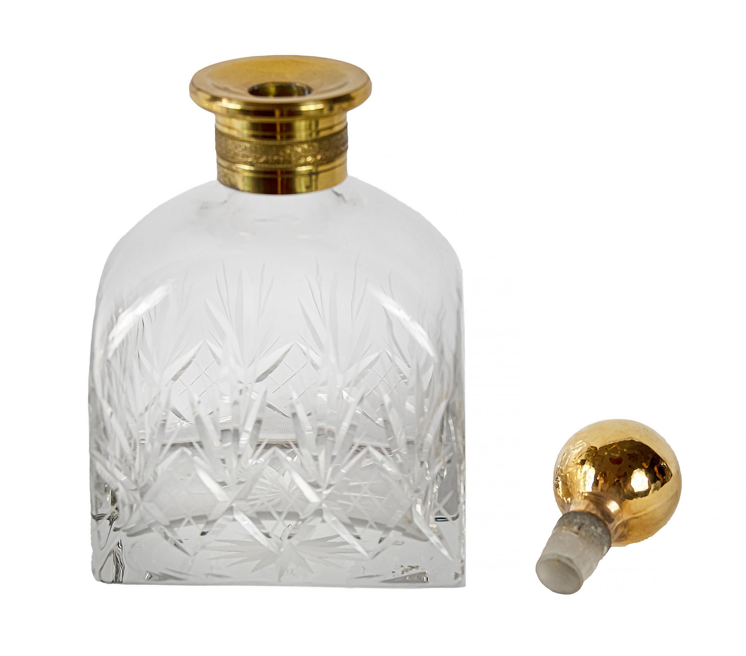 20th Century French Gilt Crystal Whiskey Decanter