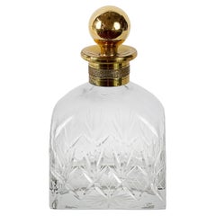 Vintage French Gilt Crystal Whiskey Decanter