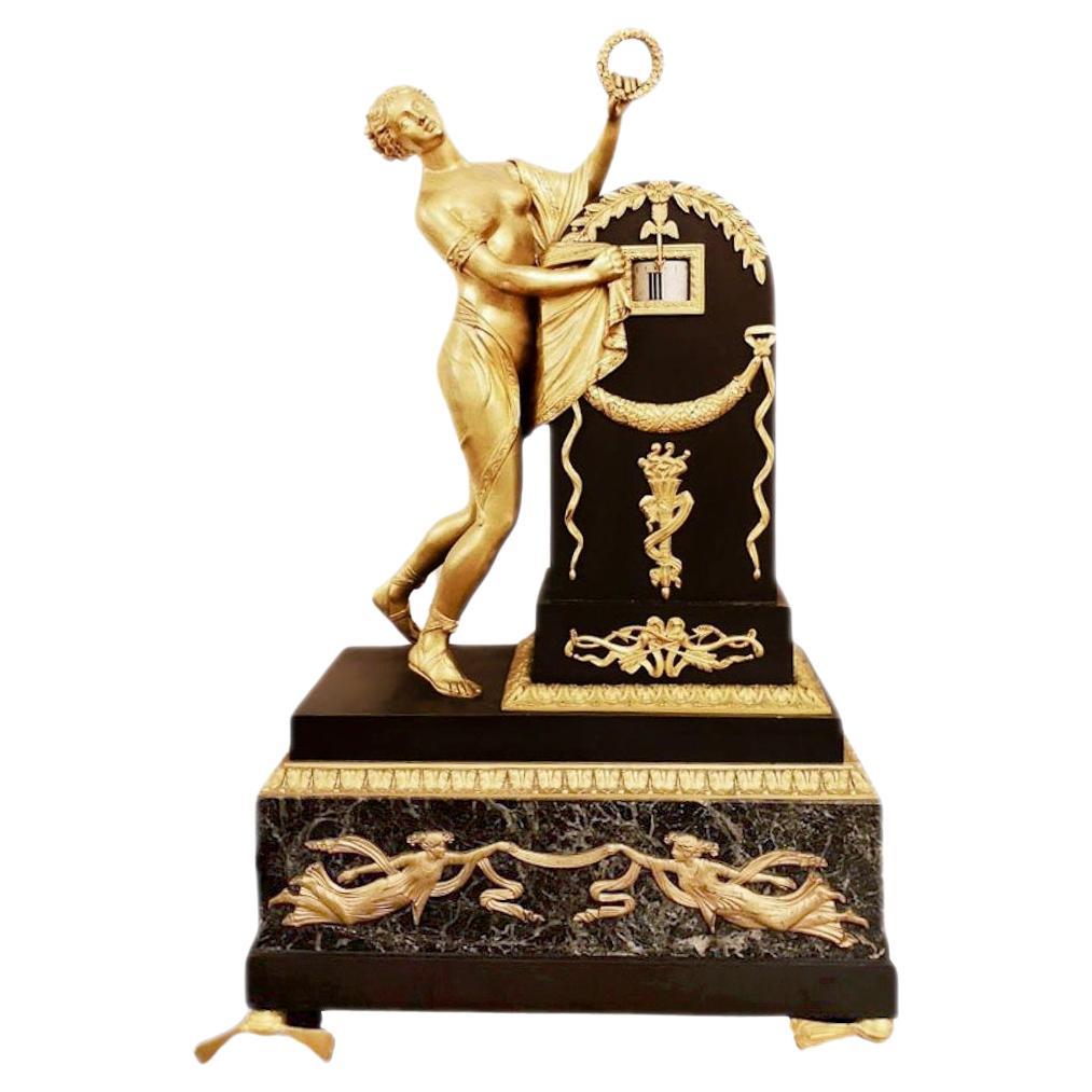 French Gilt Empire Claude Galle Clock By Claude Gallé, 19th Century For Sale