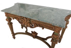 French Gilt Empire Marble Console Table