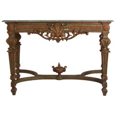 French Gilt Empire Marble Console Table