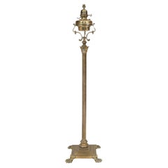 Antique French Gilt Floor Light Empire Oil Lamp Corinthian Column