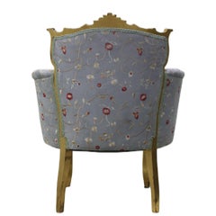 French Gilt Framed Armchair W/ Floral Upholstery
