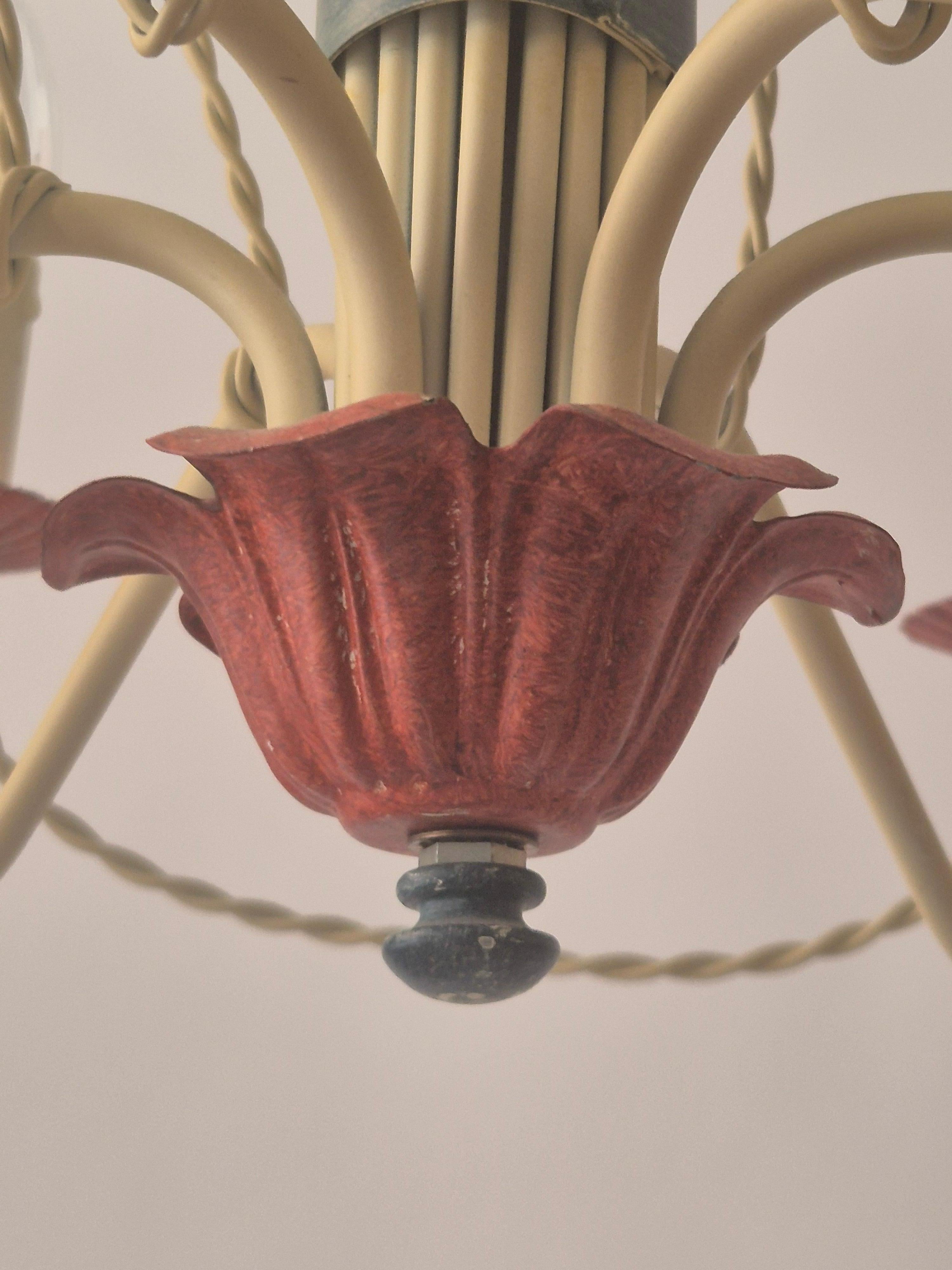 French Gilt Iron and Painted Tôle  Hot Air Balloon Chandelier, Mid-20th Century For Sale 6