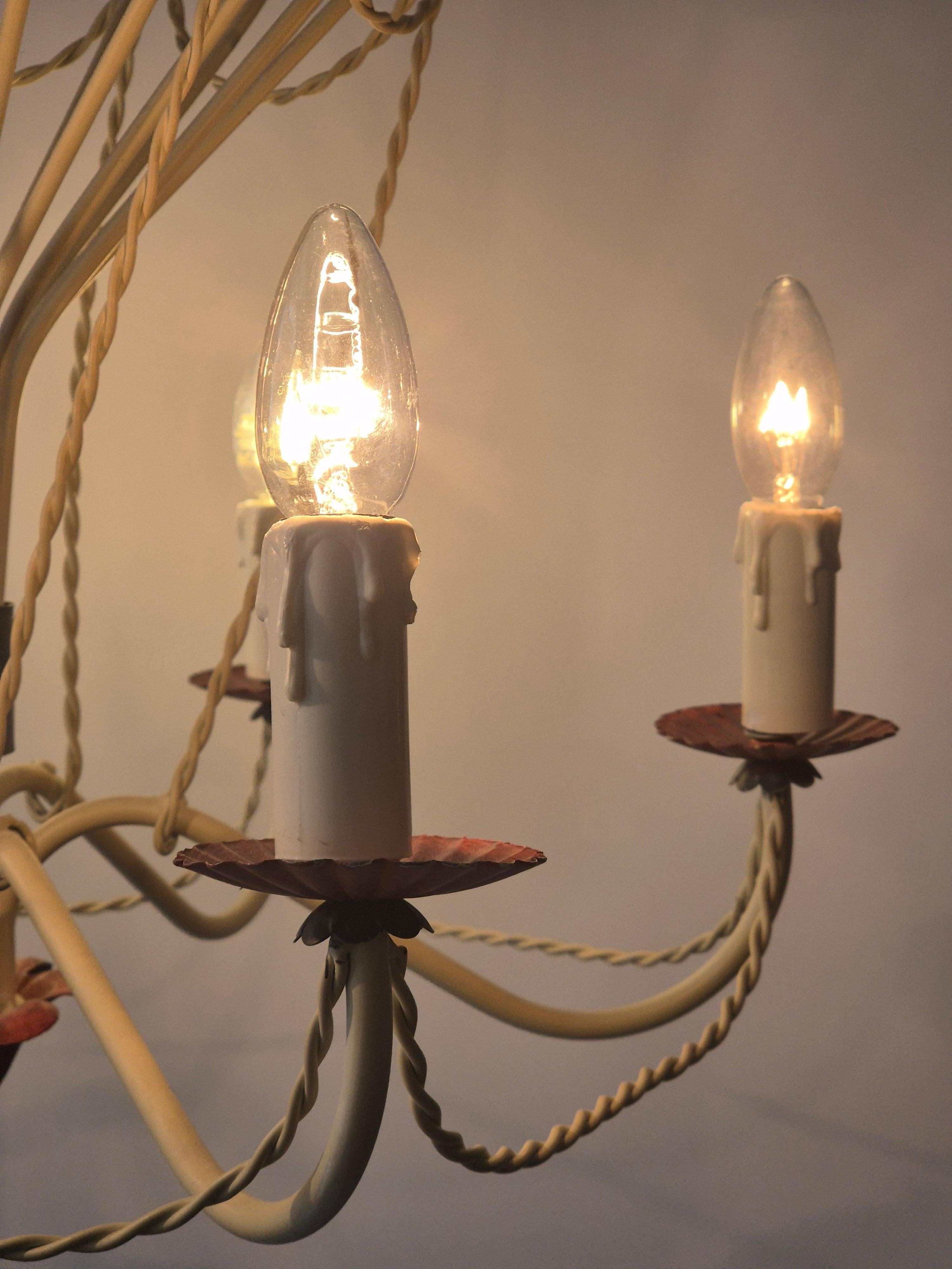 French Gilt Iron and Painted Tôle  Hot Air Balloon Chandelier, Mid-20th Century For Sale 2