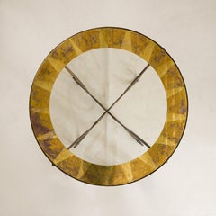 French Gilt Iron Cocktail Table with Églomisé Glass Top, 1940s