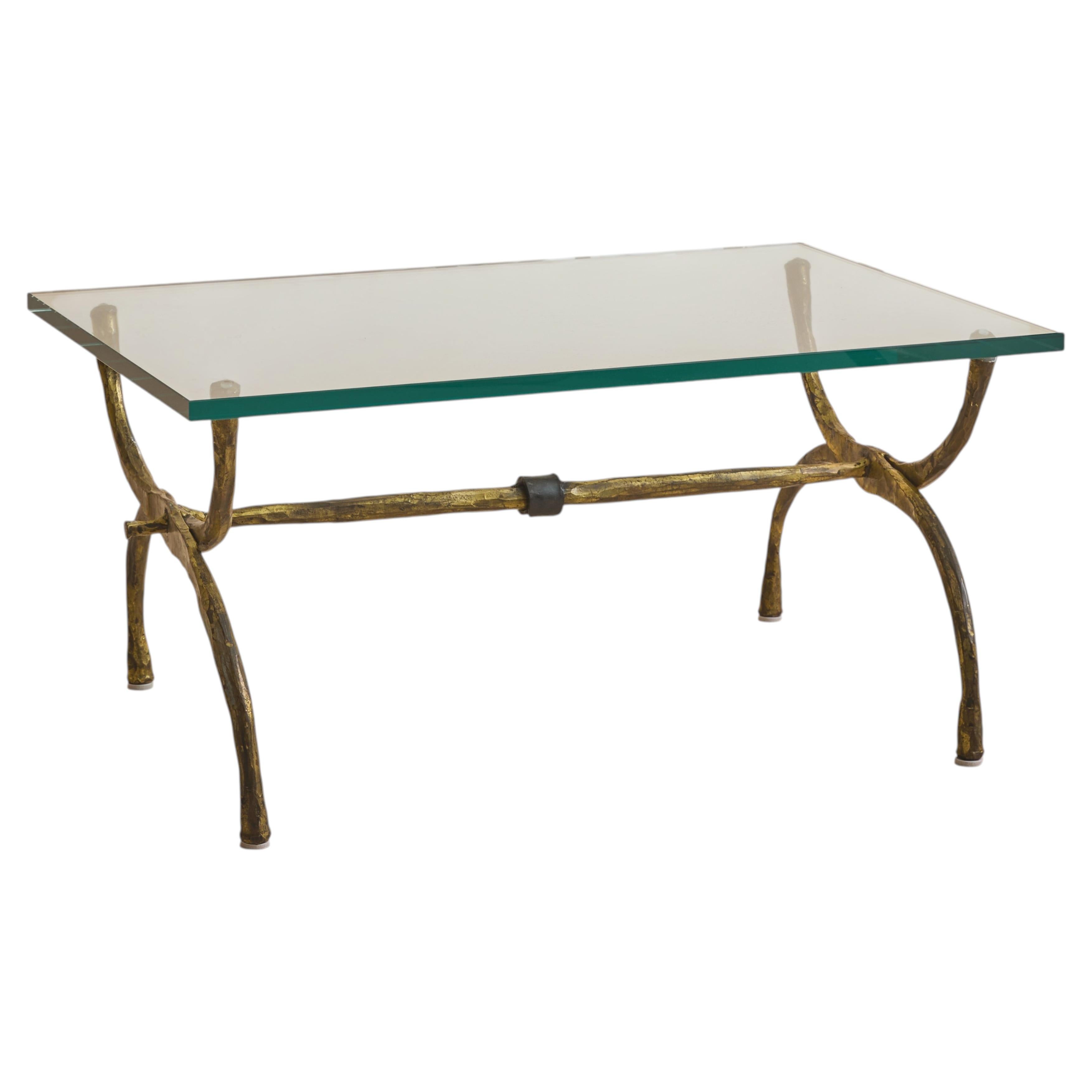 French Gilt Iron Coffee Table, 1970s