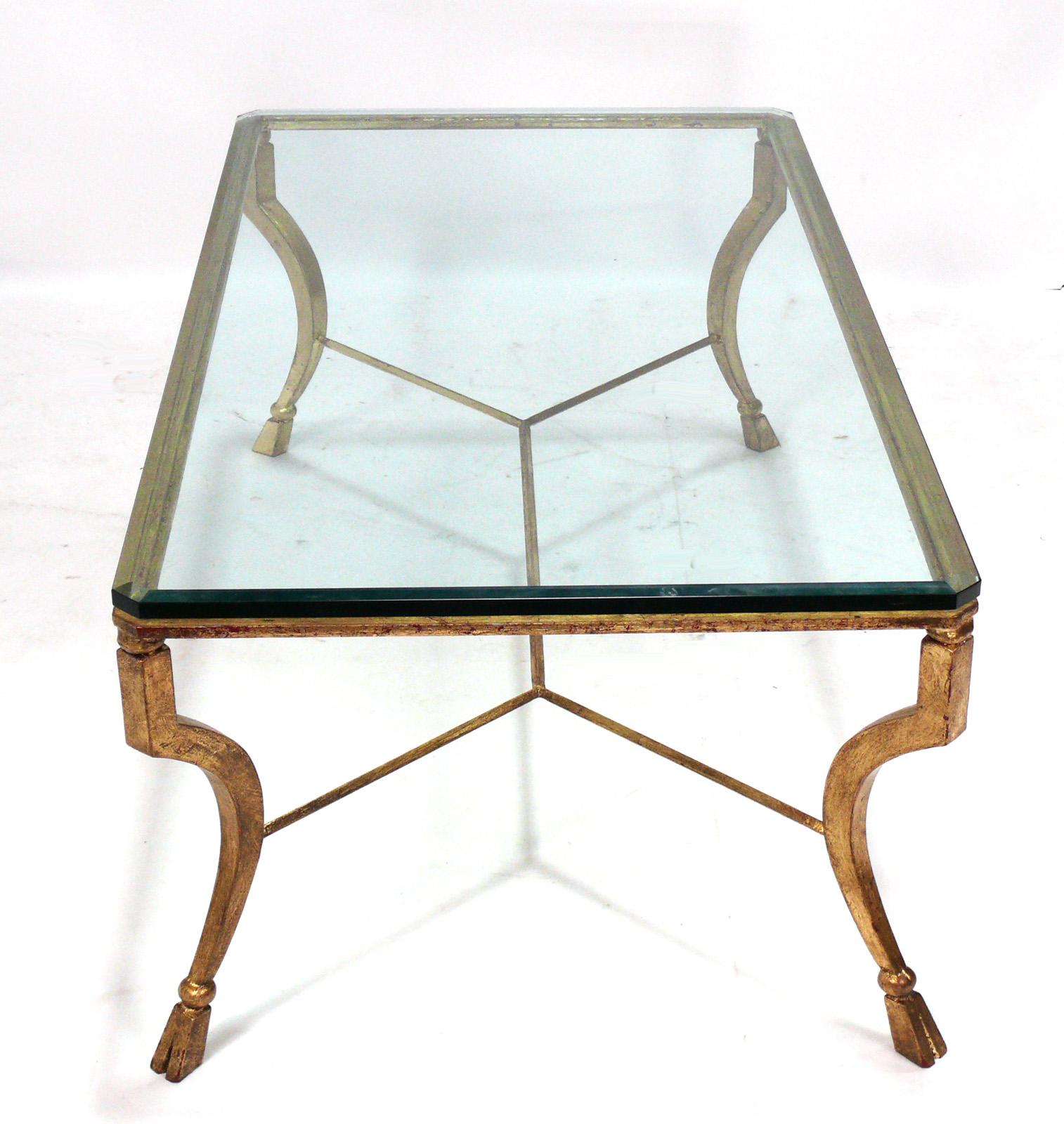 Mid-20th Century French Gilt Iron Coffee Table Attributed to Maison Ramsay For Sale
