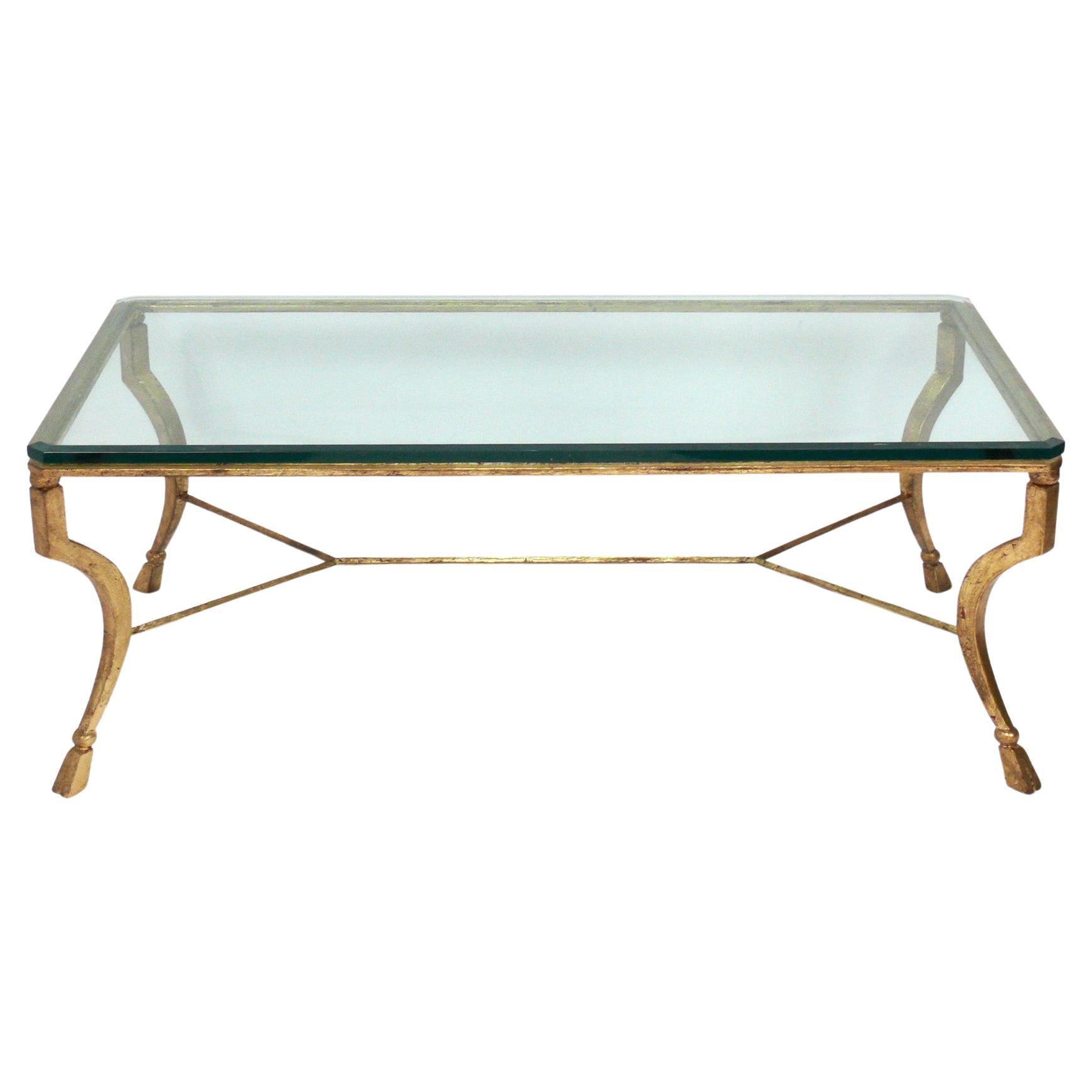 French Gilt Iron Coffee Table Attributed to Maison Ramsay