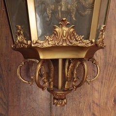 French Gilt Lantern Hall Light Rococo Revival Lamp