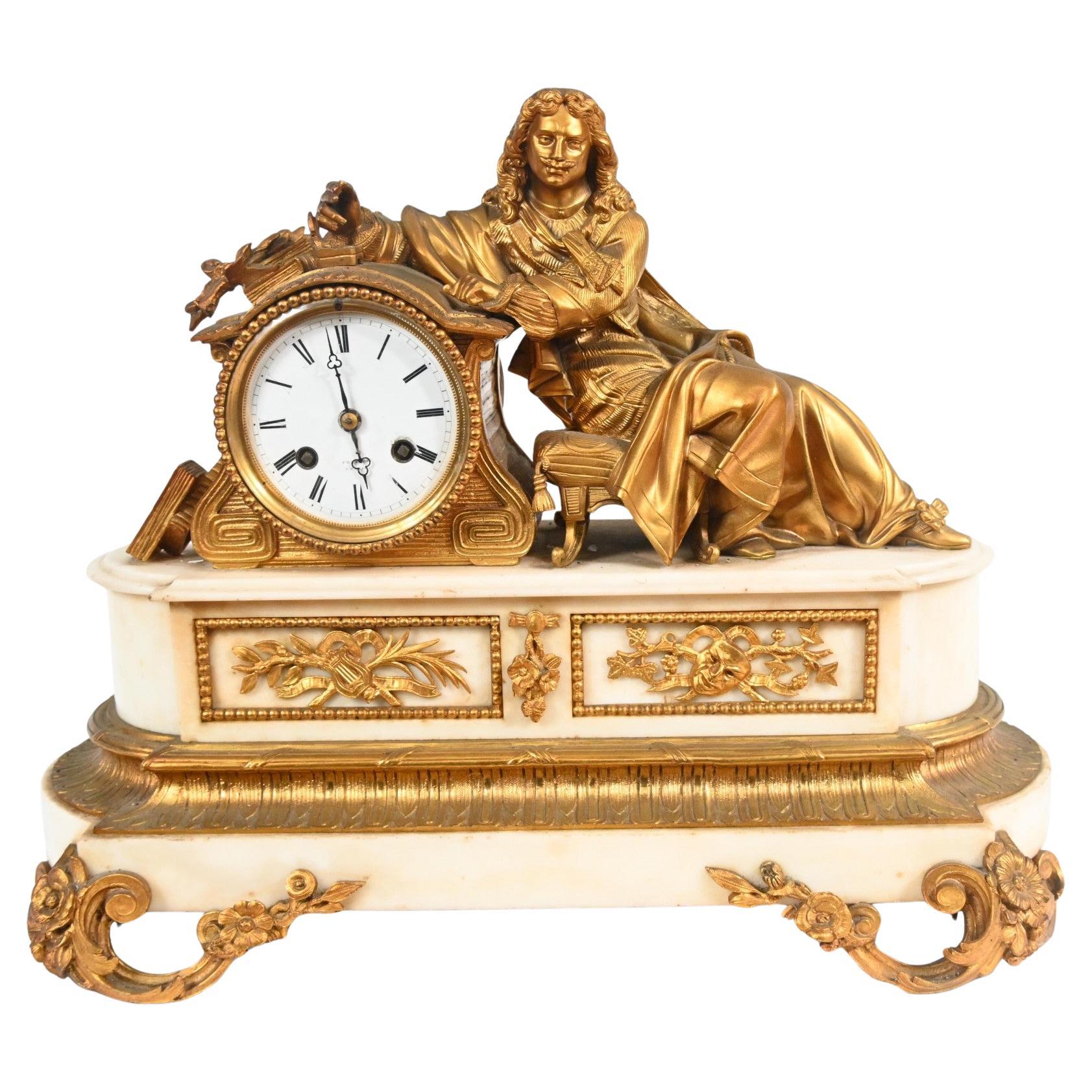 Horloge de manteau en vermeil Figurine Napoléon III