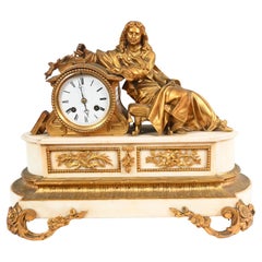 Horloge de manteau en vermeil Figurine Napoléon III