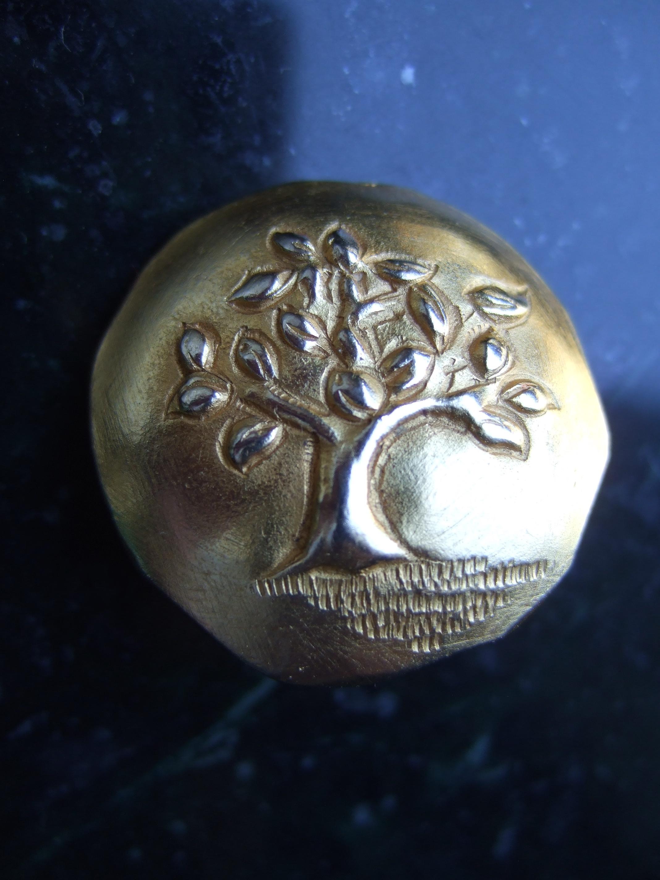 French Gilt Matte Metal Tree of Life Clip-on Earrings by Antigona Paris c 1980s For Sale 6