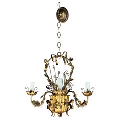 French Gilt Metal 4 Light Chandelier