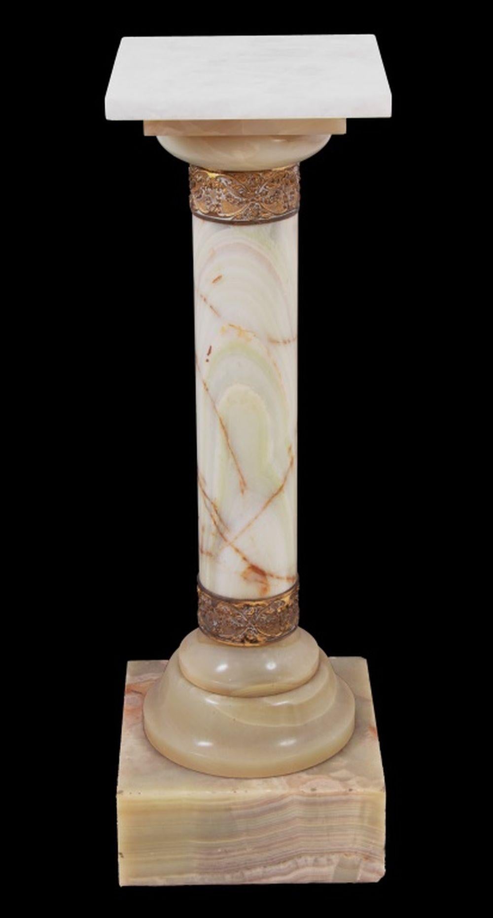 French Gilt Metal Mounted Alabaster Pedestal, early 20th century, of typical form. 36