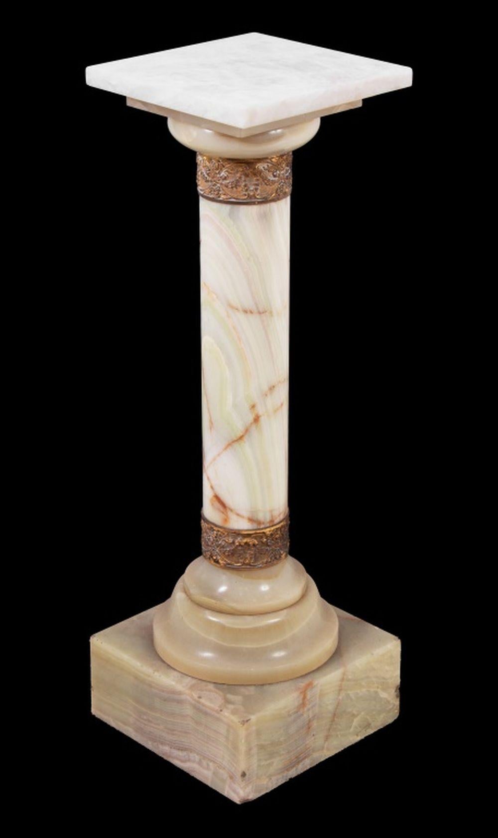 French Gilt Metal and Alabaster Pedestal In Good Condition For Sale In Astoria, NY