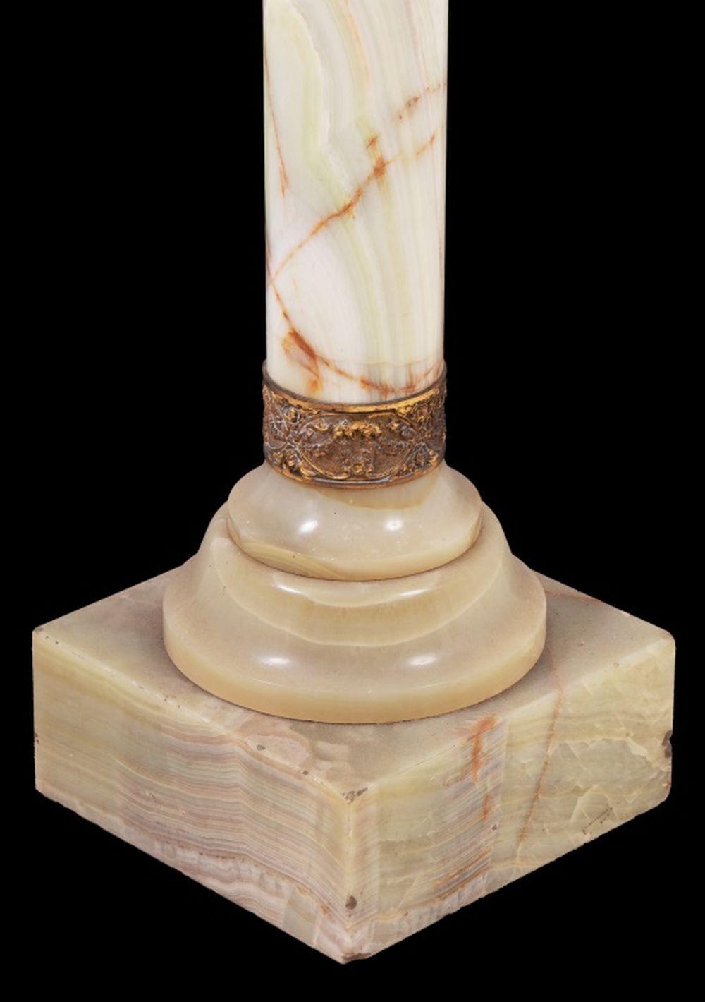 20th Century French Gilt Metal and Alabaster Pedestal For Sale