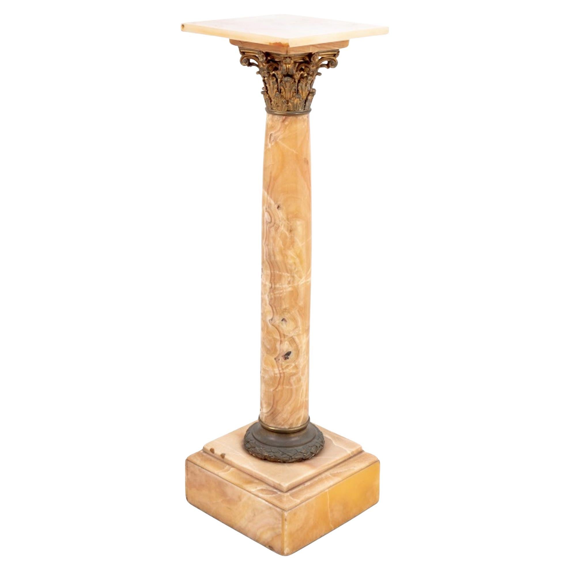 French Gilt Metal and Alabaster Pedestal