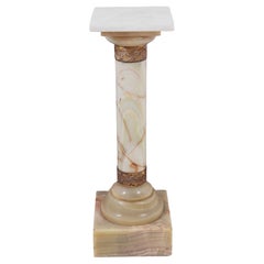 Antique French Gilt Metal and Alabaster Pedestal