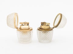 French Gilt Metal and Crystal Table Lighters, 5