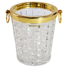 Cubitera de champán francesa de metal dorado y cristal tallado