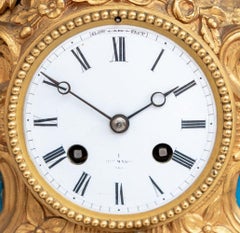 French Gilt Metal and Porcelain Figural Clock