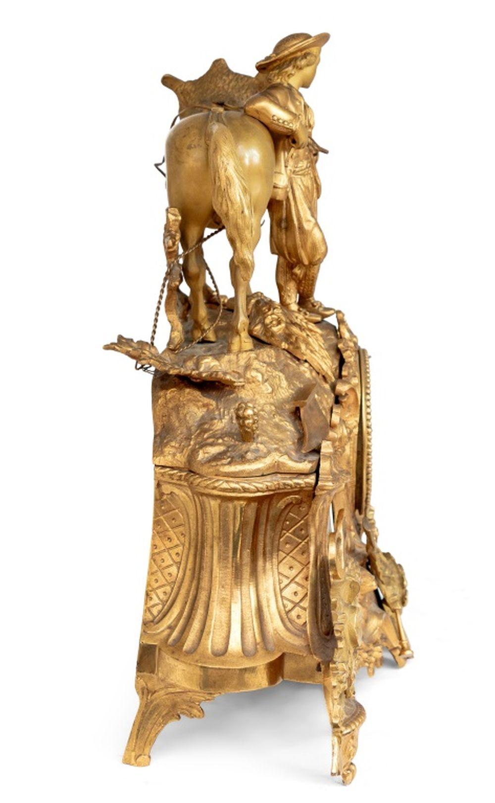 19th Century French Gilt Metal and Porcelain Figural Clock For Sale