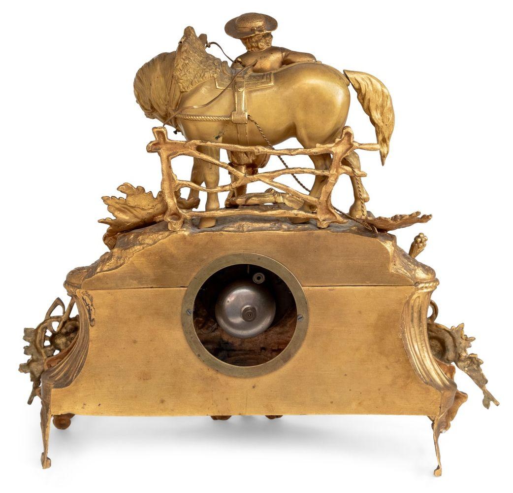 French Gilt Metal and Porcelain Figural Clock For Sale 1