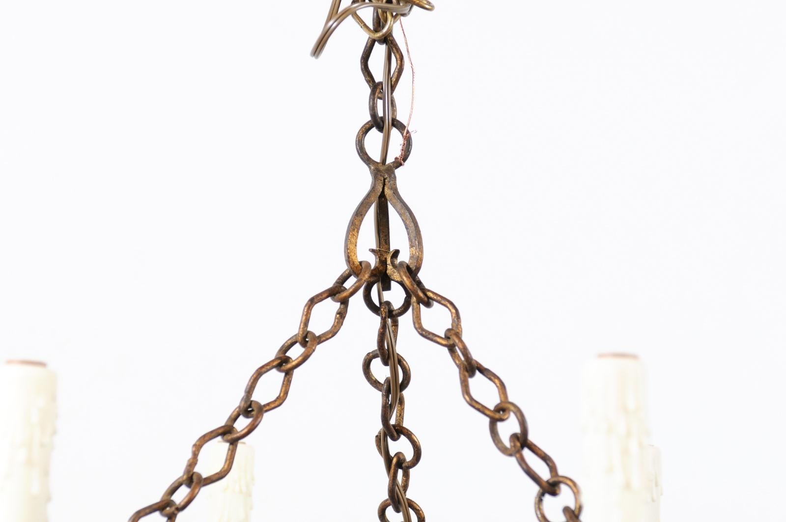 French Gilt Metal Chandelier with 6 Lights, 20th Century 1
