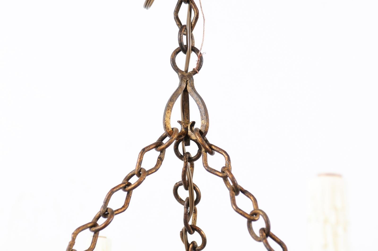 French Gilt Metal Chandelier with 6 Lights, 20th Century 5