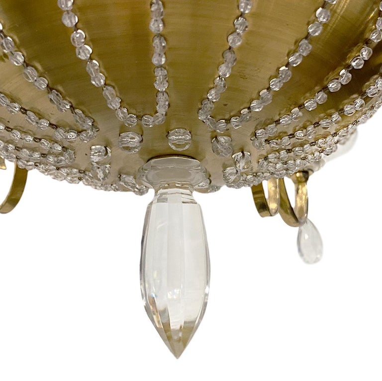 French Gilt Metal Chandelier with Crystals In Good Condition For Sale In New York, NY