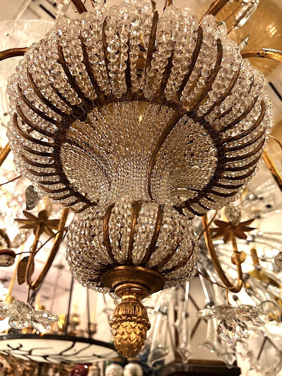 French Gilt Metal Chandelier with Crystals For Sale 3
