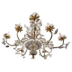 French Gilt Metal Chandelier with Crystals