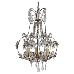 French Gilt Metal Light Fixture with Flowers