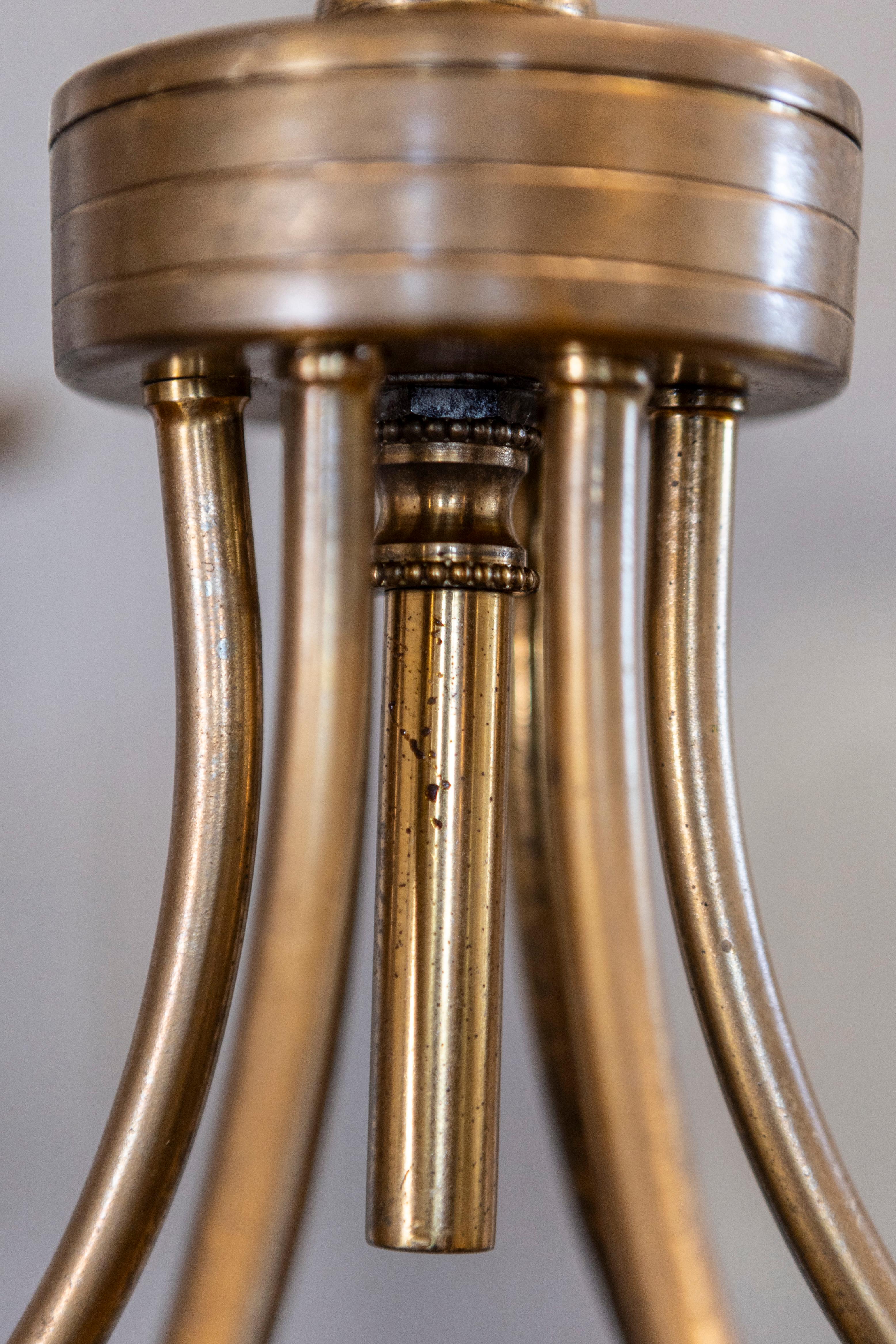 French Gilt Metal Maison Charles Inspired Six-Light Chandelier with Swoop Arms For Sale 2