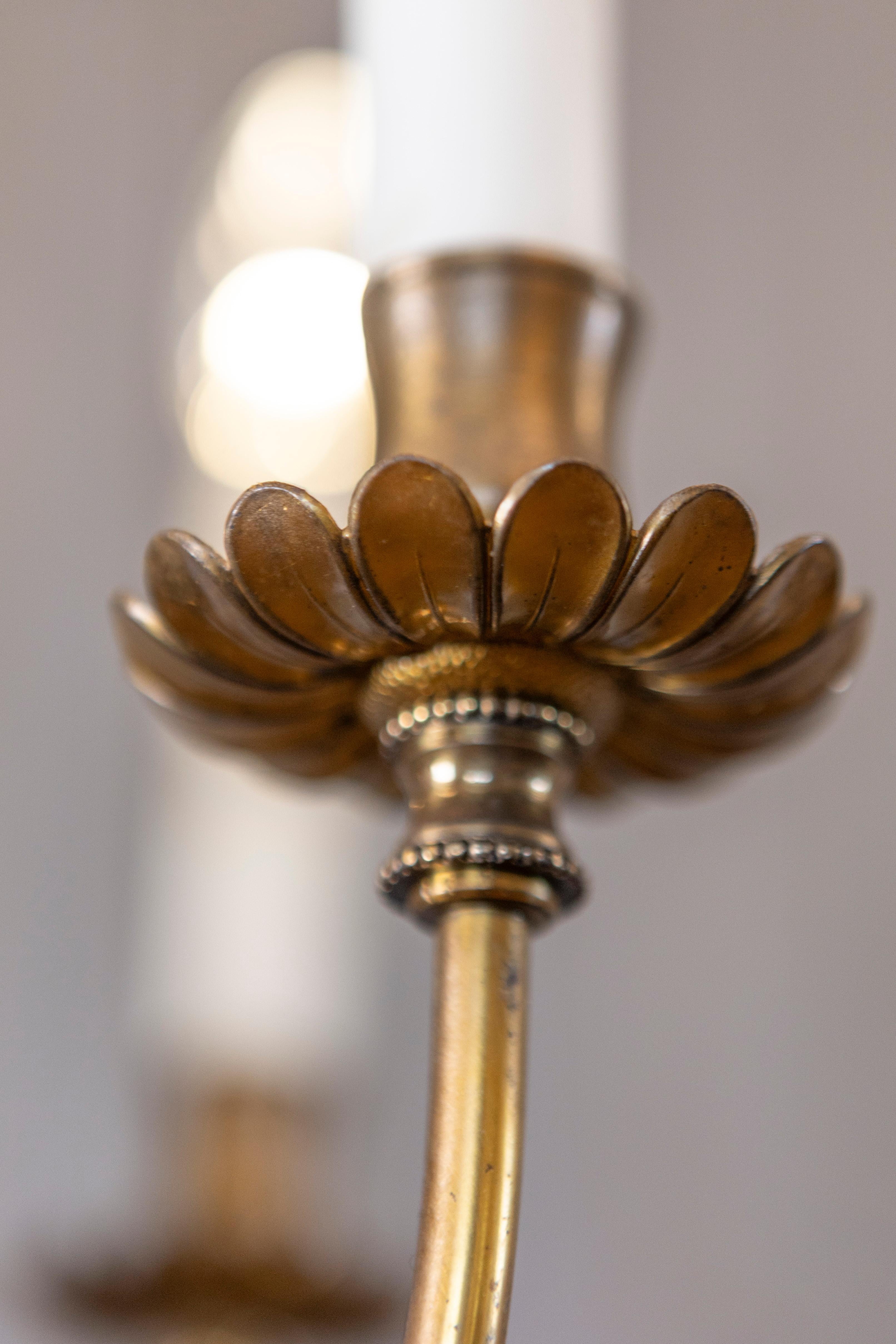 French Gilt Metal Maison Charles Inspired Six-Light Chandelier with Swoop Arms For Sale 5