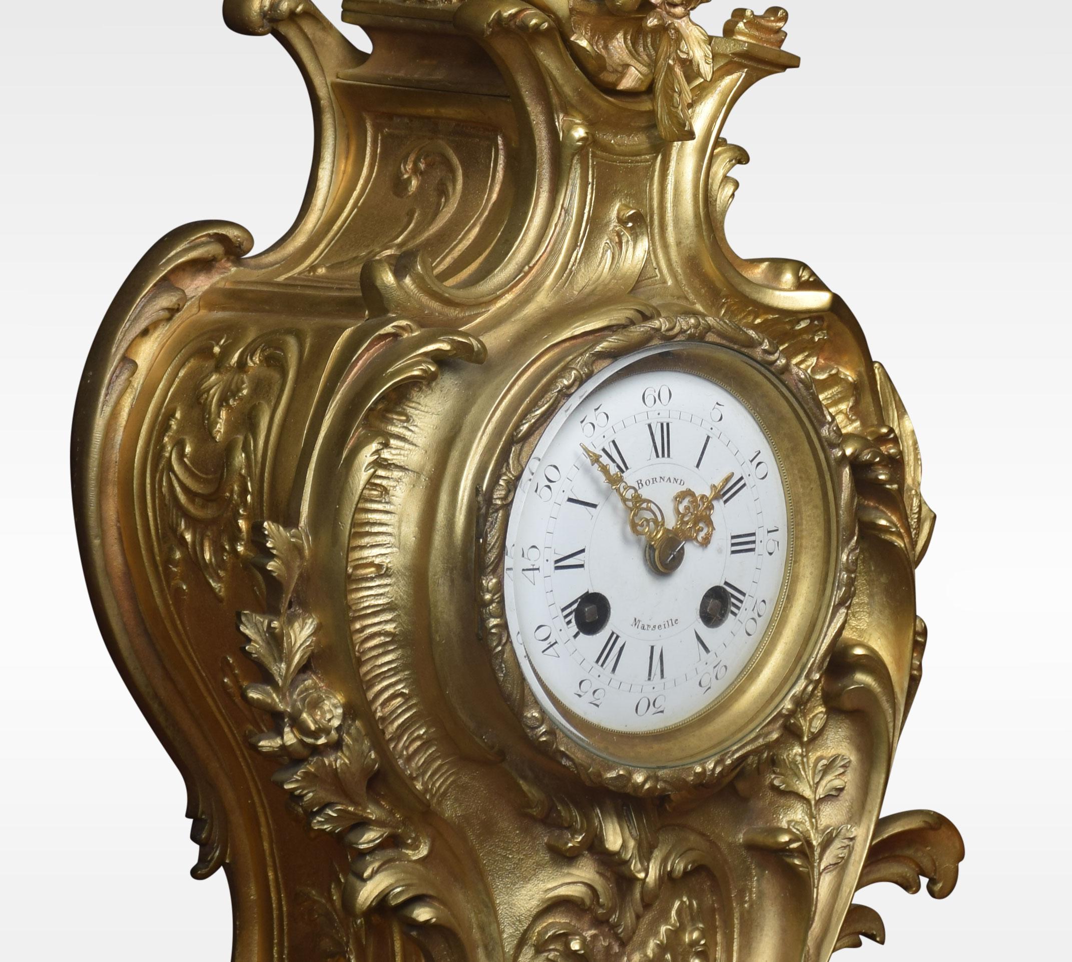 French Gilt Metal Mantel Clock In Good Condition In Cheshire, GB