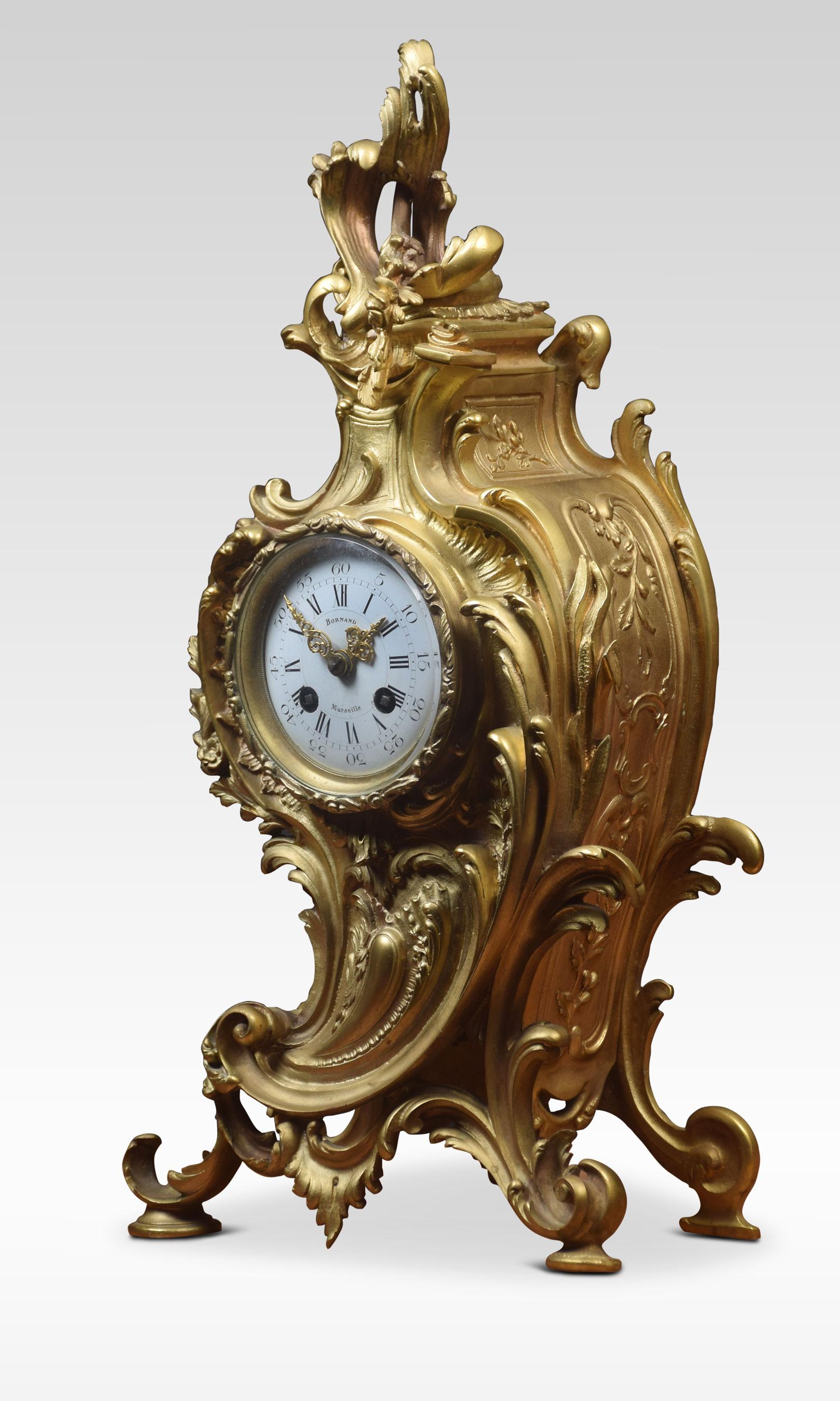 French Gilt Metal Mantel Clock 2