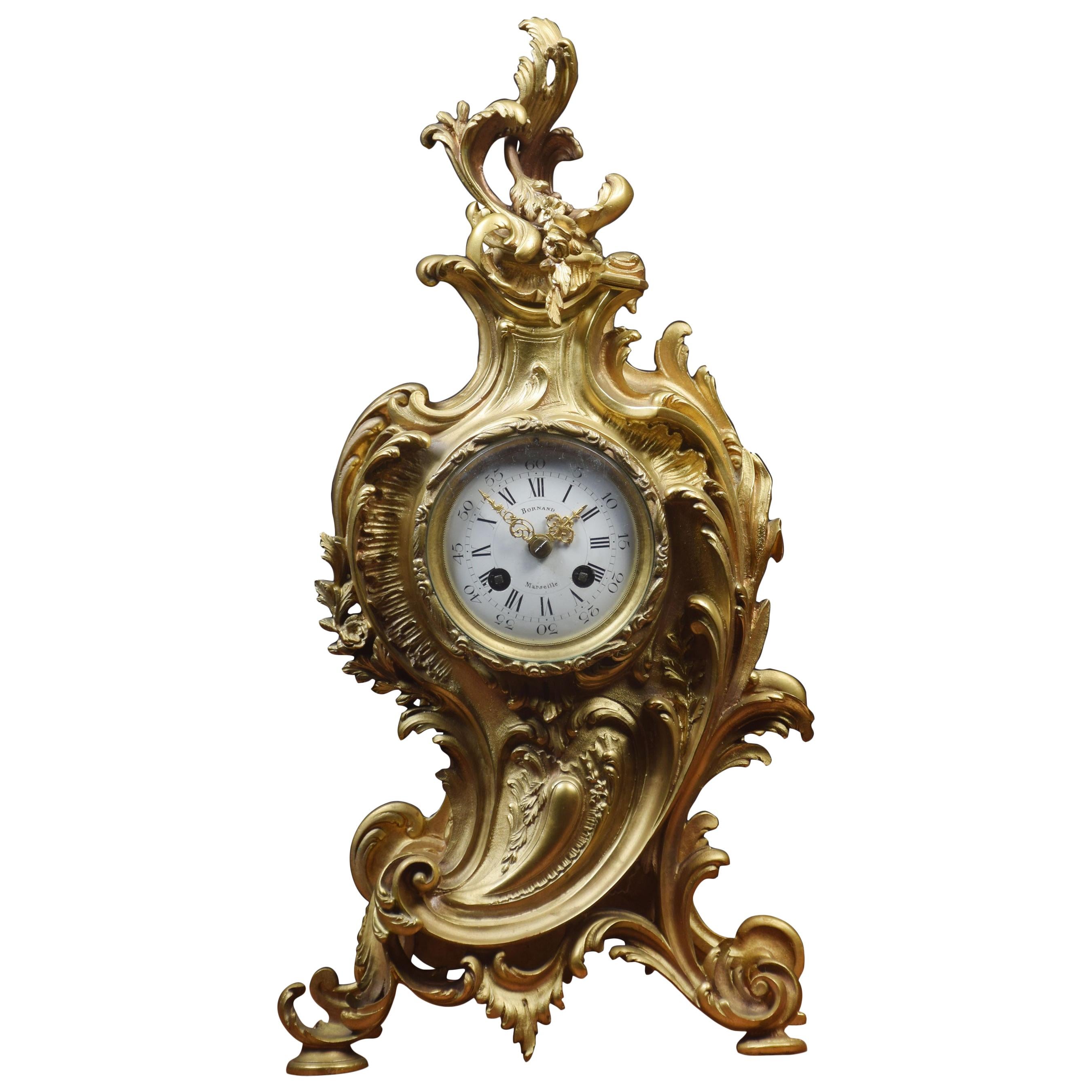 French Gilt Metal Mantel Clock