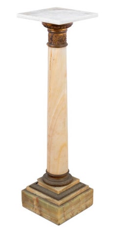 French Gilt Metal Mounted Alabaster Pedestal
