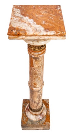 French Gilt Metal Mounted Alabaster Pedestal