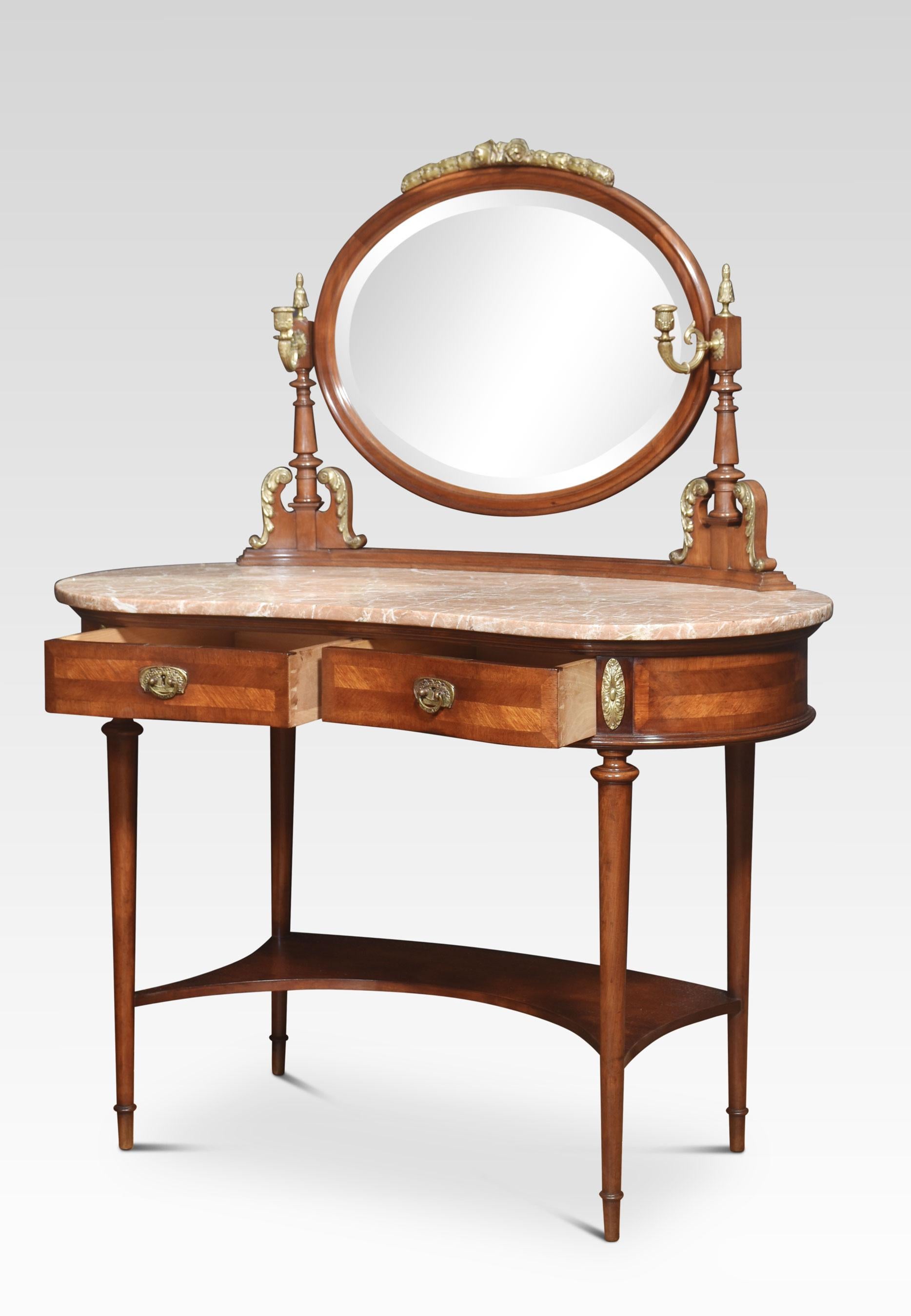 Walnut French gilt metal mounted dressing table For Sale