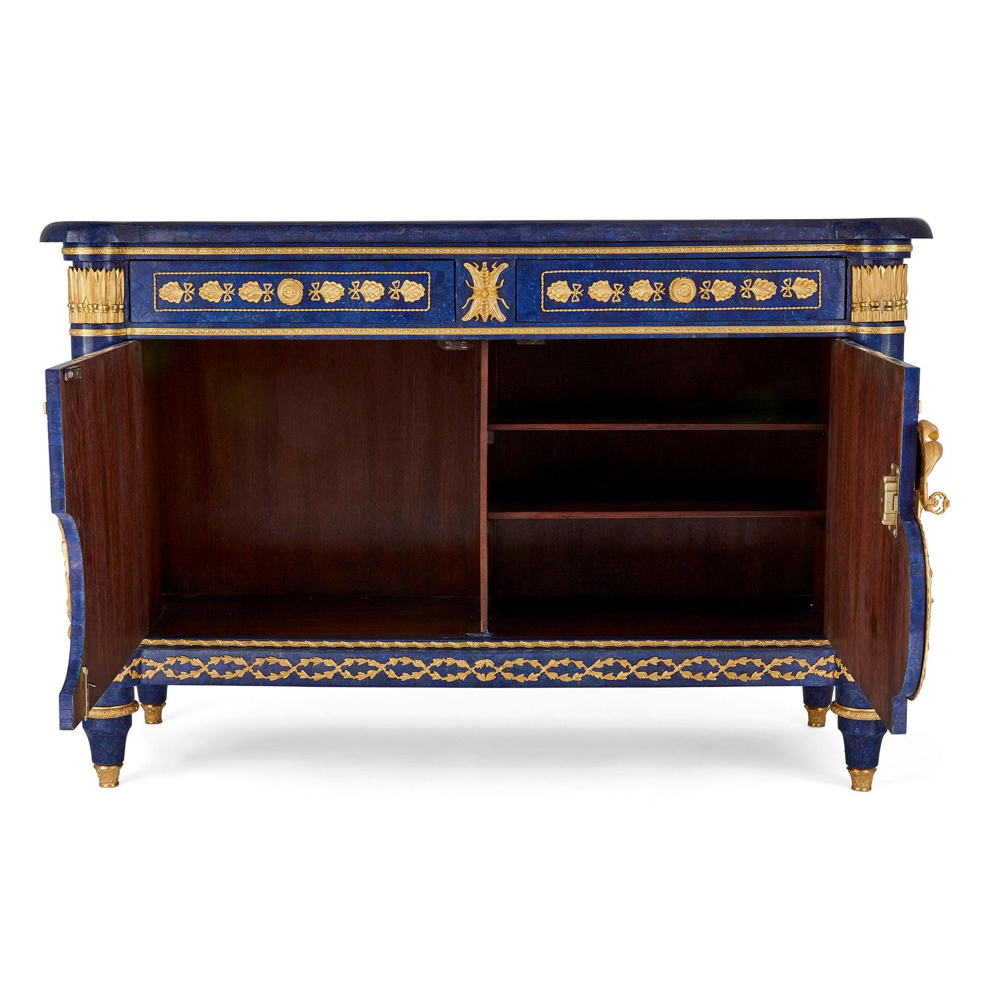 French Gilt Metal Mounted Lapis Commode in the Empire Style In Good Condition In London, GB